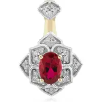 Cavill - AAA Braziliaanse Rubelliet (0,383 ct) Hanger - 9K 375 Geelgoud - Ovaal Slijpsel - Luxe Gouden Hanger met Zirkonia - Elegant Sieraad