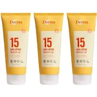 Derma Sun - Zonnebrand SPF15 3 x 200 ml - Waterbestendige Zonnebrand - UVA en UVB Bescherming - Parfumvrij - met Glycerine en Vitamine E - Trekt Snel In