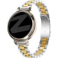 Bandz Stalen 'Classic' band geschikt voor Garmin Lily 2 / Pebble Round 2 - Zilver/Goud
