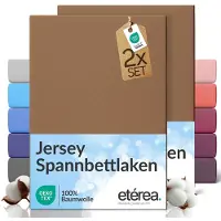 Etérea Himmlische Qualität etérea Jersey hoeslaken 2-pack 200x220 cm (hoek 25 cm) 100% katoen - Mokka