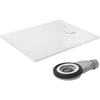 LuxeBath Douchebak 120x90 cm, wit, met antislip oppervlak en afvoerset, extra plat