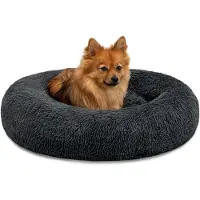 Lionto Donut Hondenmand kattenmand - Zacht en Luxe Hondenkussen - Wasbaar - Fluffy - Hondenmanden - 60cm - Grijs