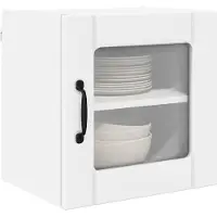 vidaXL Wandglas Kasten LUCCA 2 st Wit Bewerkt hout