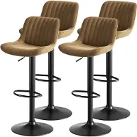 MODFU - Barkruk - Draaibaar En Hoogteverstelbaar - Voor Keuken Of Bar - Fluweel En Metaal - Bruin - 87-109 Cm