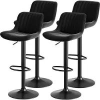 MODFU - Barkrukken - Draaibaar En In Hoogte Verstelbaar - Modern - Voor Keuken Of Bar - Fluweel - Zwart