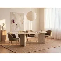Vente-unique Eettafel 8 plaatsen - Beige travertijneffect - TOPANIA