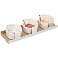 Vessia Kommetjes / serveer schaaltjes - 3x stuks - D9 x H6 cm - aardewerk - wit - ovenschaaltjes - tapas - voedsel - dessert