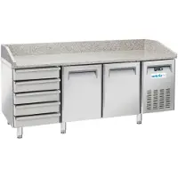 Arktic Serie - Koelwerkbank voor Pizza - 2 Deuren - 6 Lades - Granieten Blad