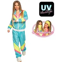 Muovijalelu trainingspak Retro Babe dames polyester blauw/geel