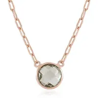Cavill - Elegante Dames Halsketting - 925 Sterling Zilver - Roségoud Verguld - Braziliaanse Groene Amethist 1,3 Karaat Rond - Tijdloos Design
