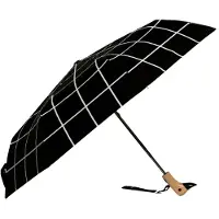 Original Duckhead Duckhead | Duurzame paraplu | Zwart | Rasterpatroon | Uniek eendenhandvat