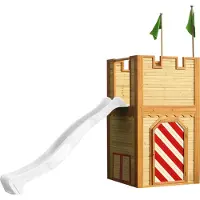 Axi Arthur Speelhuis op palen & witte Glijbaan | Speelhuisje voor de tuin / buiten in bruin & rood van FSC hout | Speeltoestel / Kasteel voor kinderen