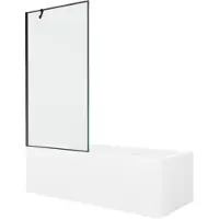 Mexen Cubik rechthoekig bad 160 x 70 met ombouw en 1-vleugelig scherm 90 , zwart patroon - 550316070X9509007070