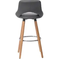 HAUSS SPOLE Barkruk - Moderne Barkruk Met Rugleuning - Comfortabel En Stevig - Voor Keuken En Bar - Hout Grijs
