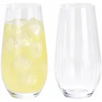 Excellent houseware Drinkglazen Crystal - 4x stuks - transparant stripes design - 580 ml - waterglazen - sapglazen
