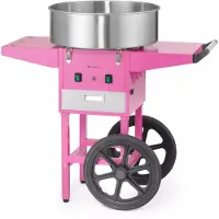 Hendi suikerspinmachine op verrijdbare wagen - koolstofstaal en roestvast staal - 948x520x(H)914 mm - pastelroze - voor suikerspin op festivals en evenementen