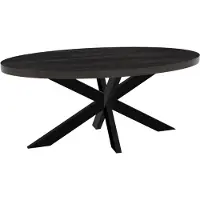 Lizzely Garden & Living Eettafel ovaal mangohout 180cm James zwart ovale industriële tafel duurzaam mango eetkamertafel