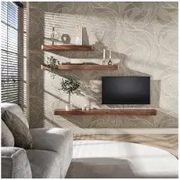 Meubelplaats Wandplank Carve 150 - Massief acacia bruin