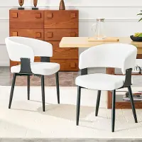 HAUSS SPOLE Eetkamerstoel – Retro Design – Set Van 2 – Met Armleuningen En Comfortabele Zitting – Voor Eetkamer En Woonkamer – PU Wit En Zwart