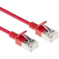 ACT Rode 10 meter LSZH S/FTP CAT6A slimline patchkabel snagless met RJ45 connectoren