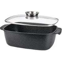 ROYAL SWISS Braadpan Inductie 35 CM - 7 Liter - Met Glazen Deksel - PFAS Vrij - Braadslede Voor Oven - Geschikt Voor Alle Warmtebronnen - Zwart