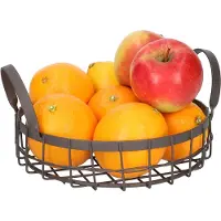 QUVIO Decoratieve Fruitschaal met Handvatten - Rond - Bruin - Ø 20 cm