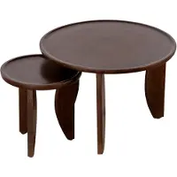 Lewis & Loft Salontafel Luuk - FSC mangohout - Rond - Walnoot bruin - Set van 2