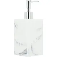 QUVIO Zeepdispenser met marmerlook - Kunststof - Wit