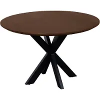 QUVIO Eettafel Sofia - Rond - Ø 130 cm - Stalen kruispoot - FSC gecertificeerd mangohout - Bruin