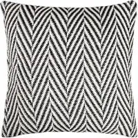 QUVIO Sierkussenhoes visgraat - Geweven - Wol - 45x45 cm - Wit - Zwart