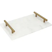 QUVIO Dienblad met gouden handvaten - 20 x 30 cm - Marmer