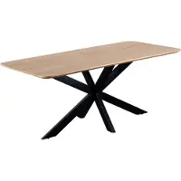 QUVIO Eettafel Sofia - Rechthoekig - Stalen kruispoot - FSC-gecertificeerd mangohout - 180x90 cm - Naturel