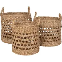 QUVIO Mandenset - Zeegras - Naturel - Set van 3