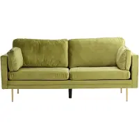 QUVIO 3-zitsbank Rochester - Scandinavisch design - Groen fluweel - Gouden poten