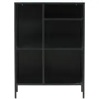 QUVIO Henrik Wandkast Mesh Zwart - Industrieel Design - Stijlvolle Opberger