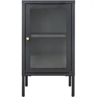 QUVIO Stijlvolle en functionele kast - Bijzetkast Praag - Zwart staal en glas