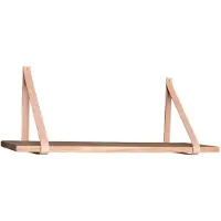QUVIO Wandplank hout - Hout/Leer - 120x20 cm - Naturel