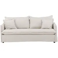QUVIO Cino Sofa - Hout Beige Linnen - Moderne 3-zitsbank - Stijlvol en Comfortabel
