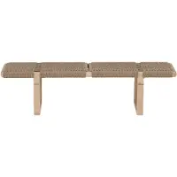 QUVIO Belmont Bank - Scandinavisch Design - Naturel Staal en Rattan