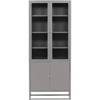 QUVIO Nivo Buffetkast Lichtgrijs - Industrieel Design - Glazen Deuren
