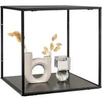 QUVIO Zwarte Wandplank - Staal en Spaanplaat - 36x36x36 cm