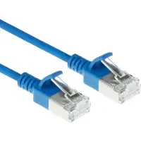 ACT Blauwe 1 meter LSZH S/FTP CAT6A slimline patchkabel snagless met RJ45 connectoren