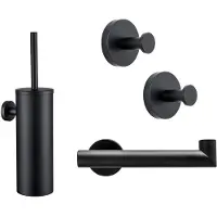 XIVADA Toilet set zwart -4-delig - Hangend - Rvs - Zwart