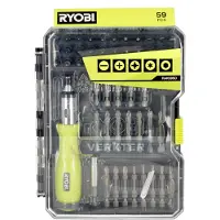 Ryobi Coffret 59 accessoires de vissage-boulonnage avec tournevis à cliquet RAK59SD