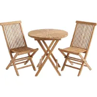 Axi Gia/Mina Bistroset 3-delige van Teak | Bistro Set 2 Mina Opklapbare Stoelen - Ronde Tuintafel 60 cm Opklapbaar | Houten Tuinset voor Balkon, Terras en Tuin