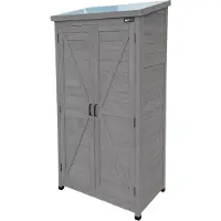 Axi Hugo Opbergkast voor in de tuin van hout in Warm Grey | Tuinkast met 3 vaste planken | 85 x 52 x 174 cm