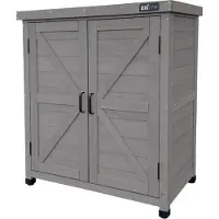 Axi Felix Opbergkast voor in de tuin van hout in Warm Grey | Tuinkast met vast plank | 80 x 45 x 93 cm