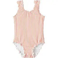 Name it Meisjes badpak geribd nmfzikka strik rood gestreept
