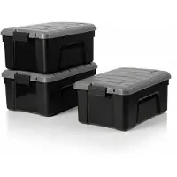 Iris Store It All Opbergbox - 40L - Heavy Duty - Stapelbaar - Kunststof - Zwart/Grijs - Set van 3