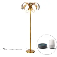 QAZQA Smart vloerlamp goud 156cm incl. 2 Wifi G95 - Botanica